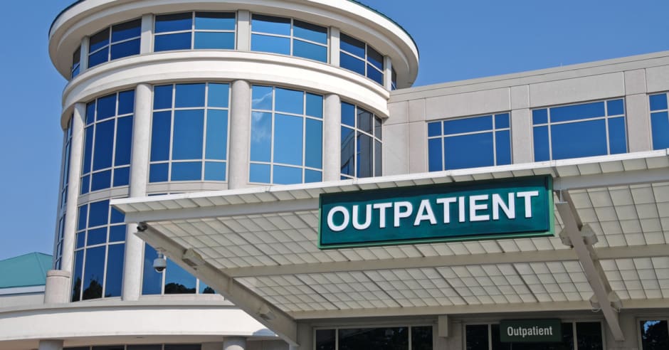 Closeup of medical outpatient buildings